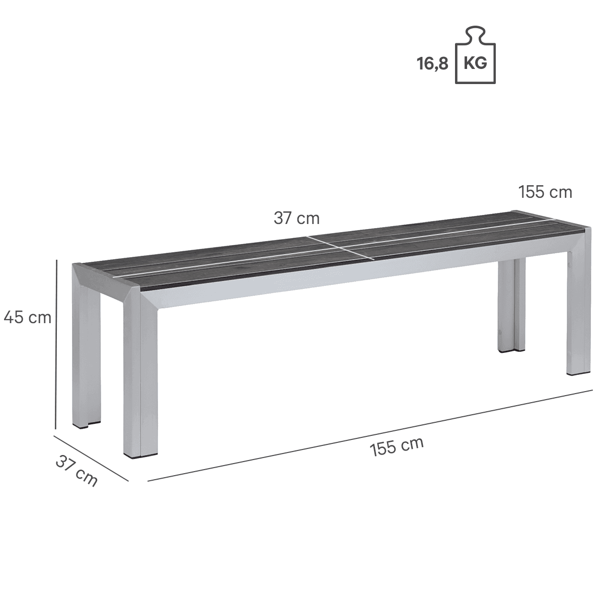 Abbildung banc 3 places Torger