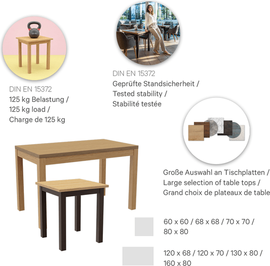 Esstisch Dunia 60 cm x 60 cm (LxB) - indoor - 101I2H