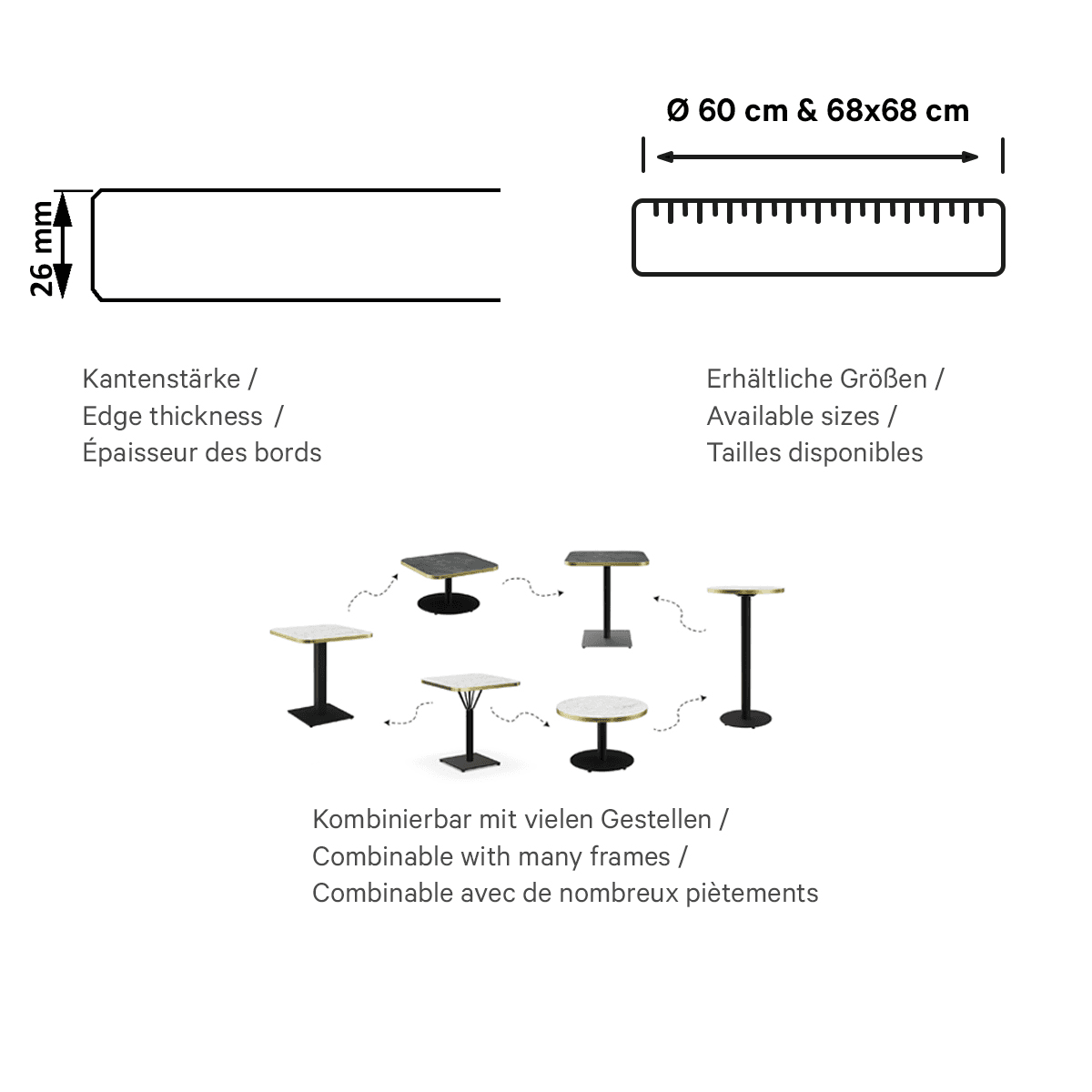 Abbildung Tischplatte Vario Gold