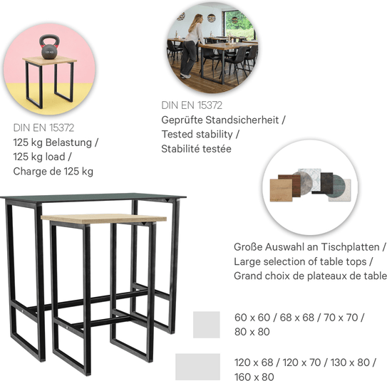 Stehtisch Rickon 80 cm x 80 cm (LxB) - indoor - 101IAU