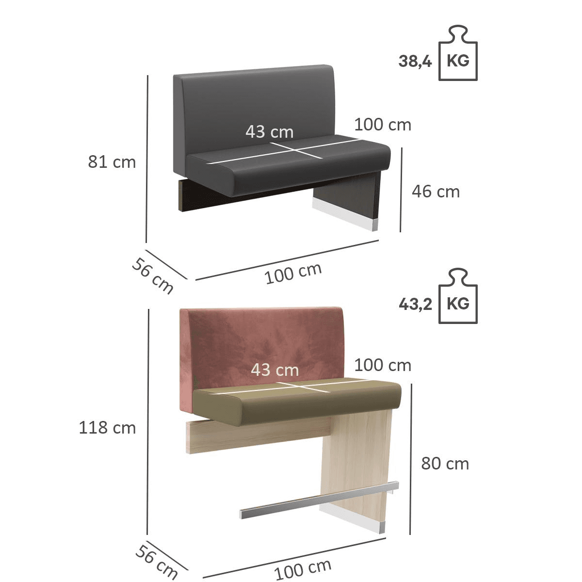 Abbildung Élément individuel/de base 100 cm H-Line