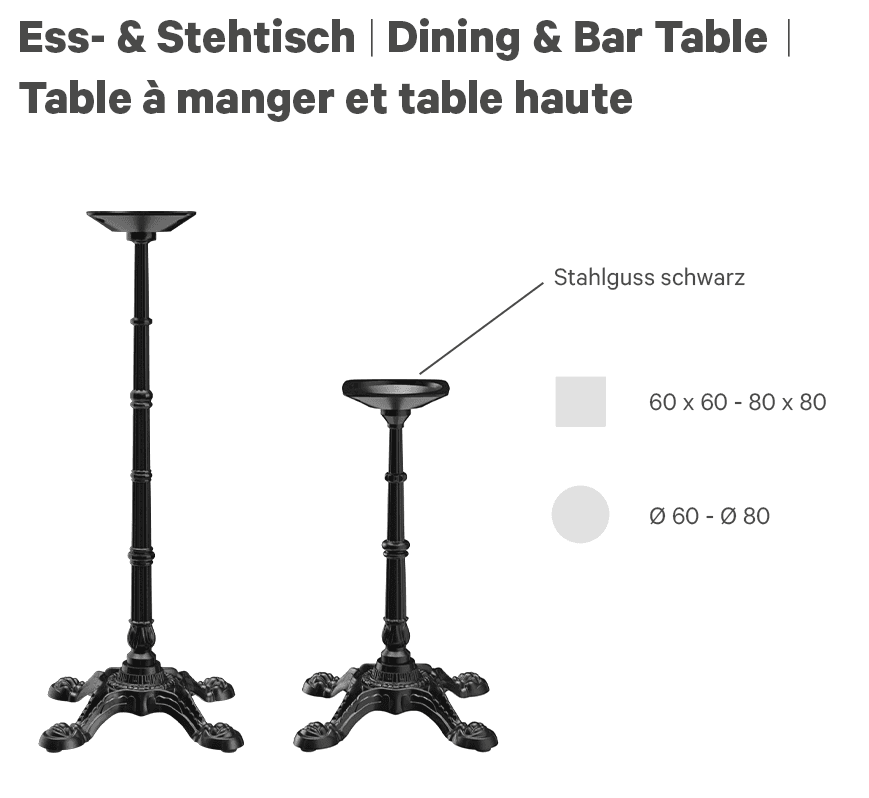 Abbildung Table haute Venera