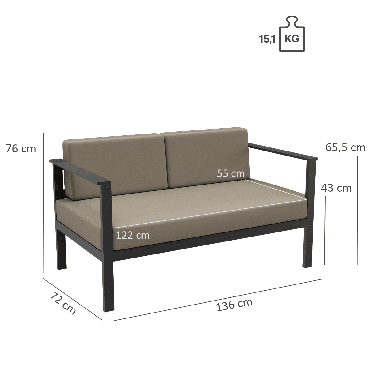 Abbildung 2-Sitzer-Element Sorelia